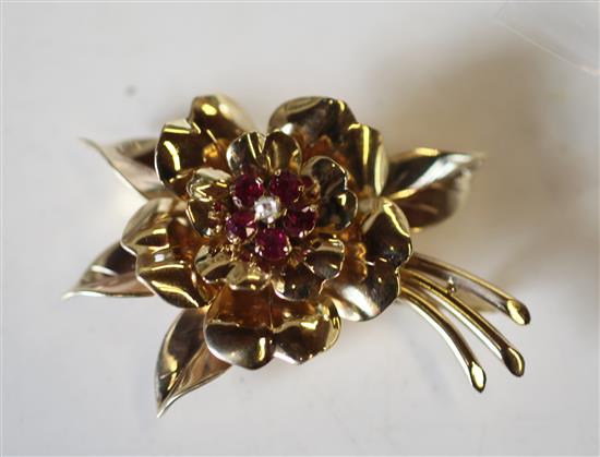 Ruby & Diamond clip brooch